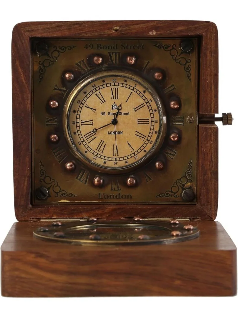 Men's Brown Analog Handmade Brass Sundial Authentic Vintage Maritime Compass